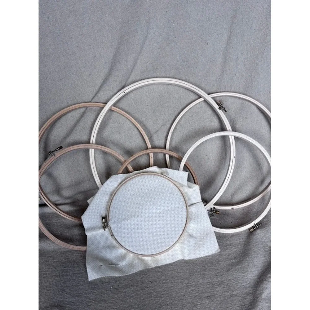 Lot of 7 Embroidery Hoops + Cross‎ Stitch Fabric 18 Count Aida Super Value Pack